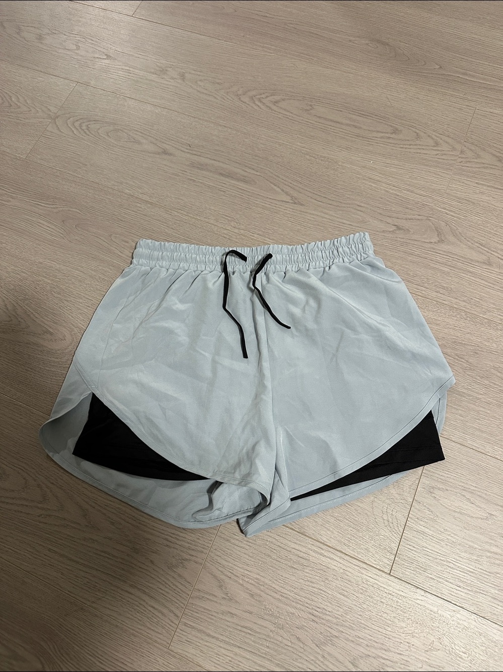 Polly Park Women’s Light Gray Athletic Shorts with Black Inner Liner